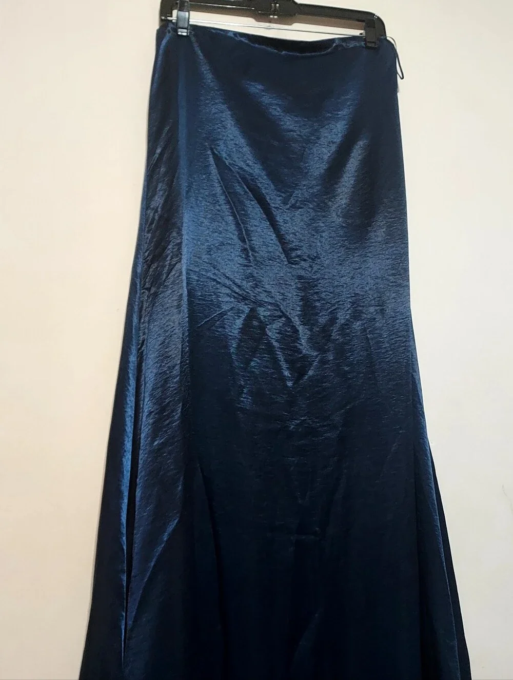 Abercrombie & Fitch Strapless Navy Satin Maxi Gown Sz-L